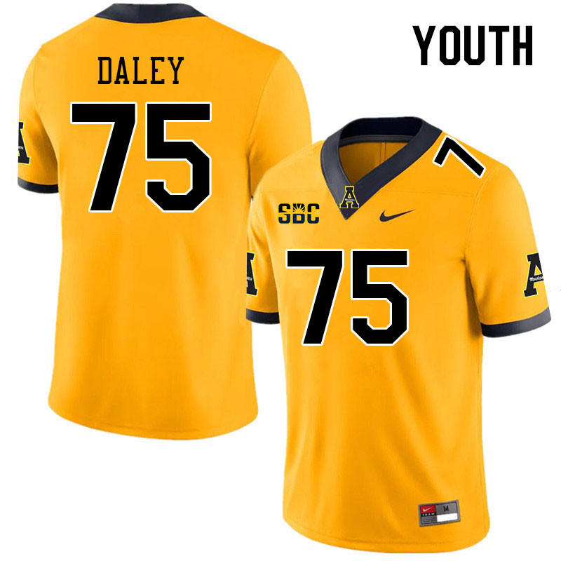 Youth #75 Damion Daley Appalachian State Mountaineers College Football Jerseys Stitched Sale-Gold - Click Image to Close